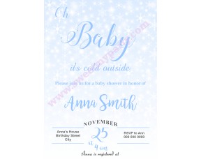 Winter Wonderland Baby Shower Invitation blue,(004)